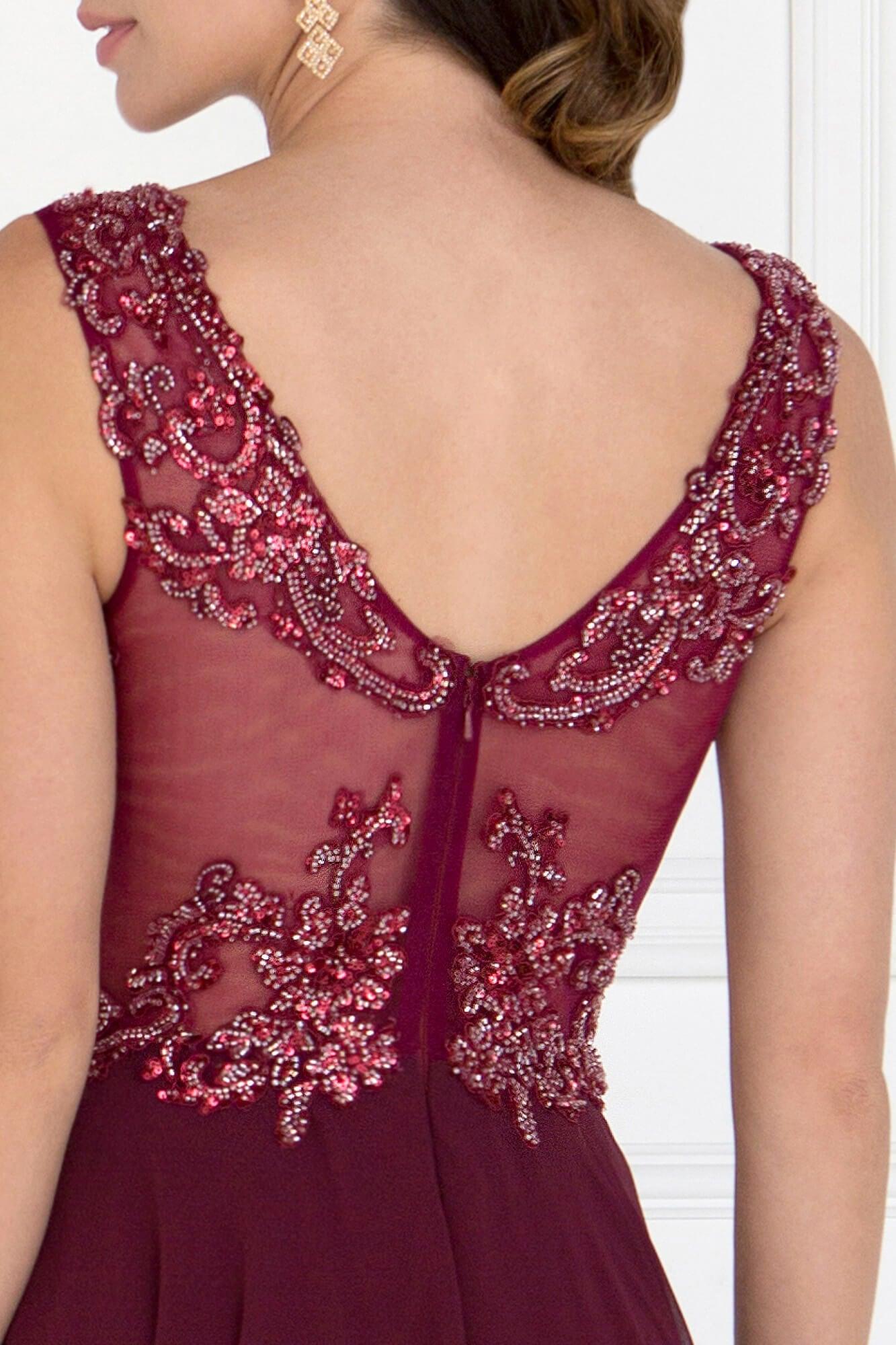 Chiffon Illusion Evening Prom Long Dress Formal