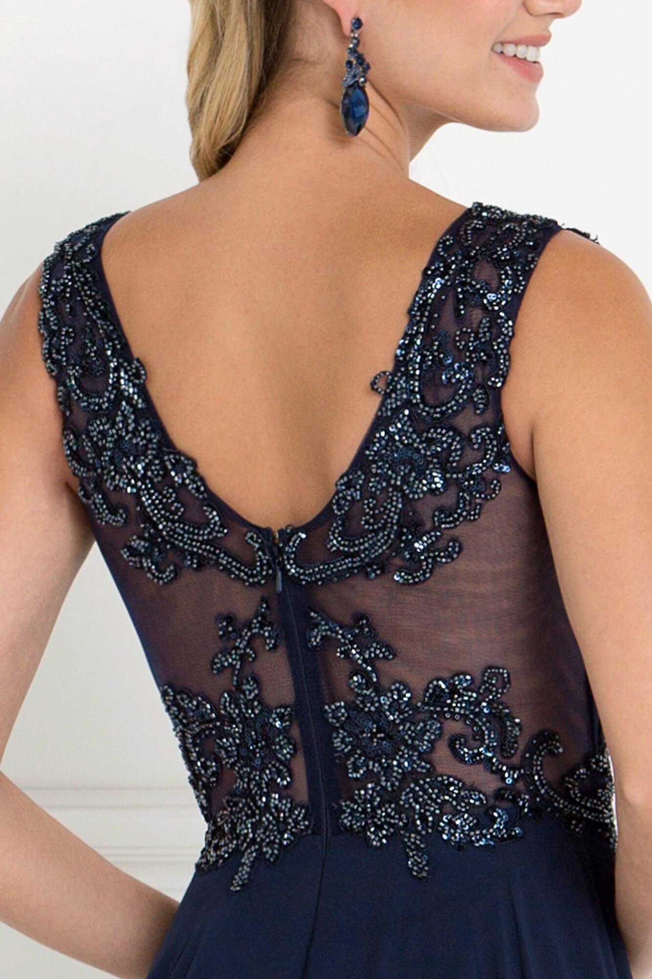 Chiffon Illusion Evening Prom Long Dress Formal