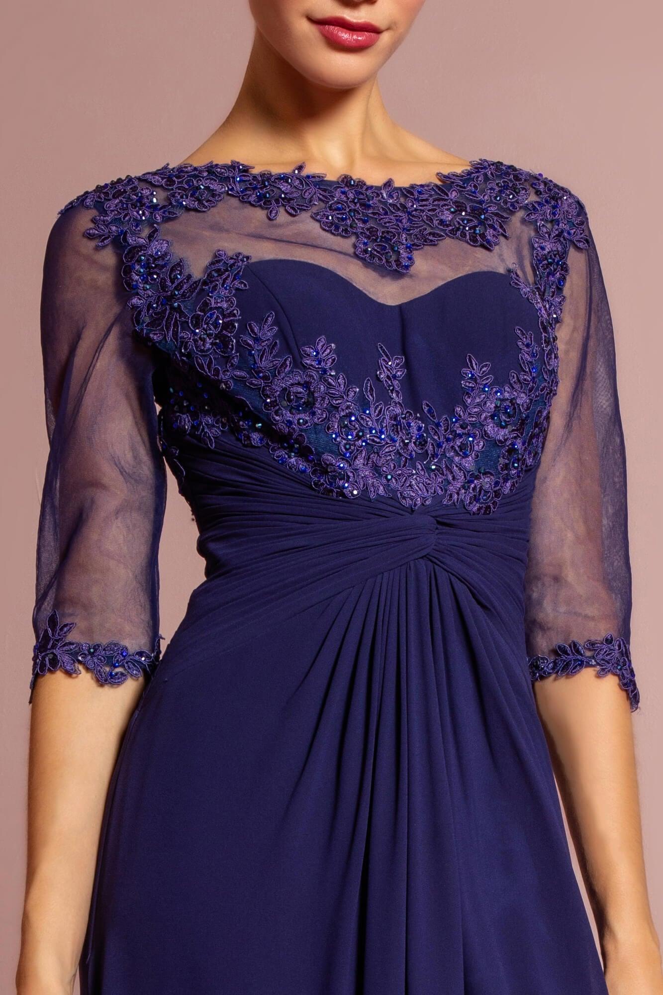 Chiffon Long Mother of the Bride Dress Formal Navy