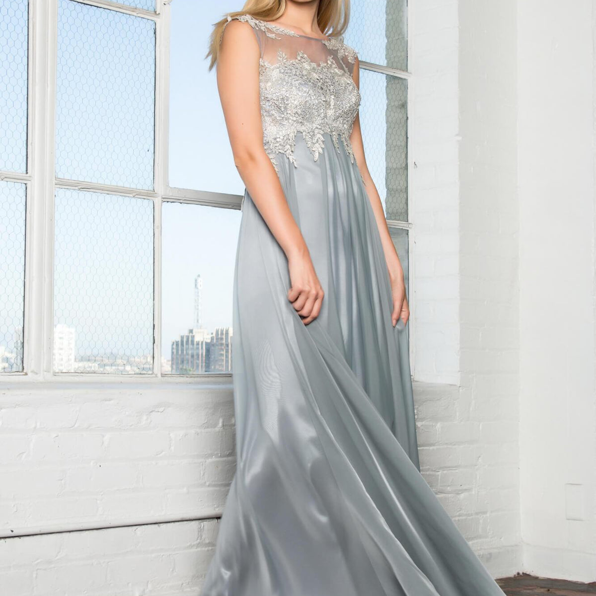 white christmas dresses Beaded Corset Tulle A-Line Gown 2638G by Juliet 8 / Sage Green main image 0