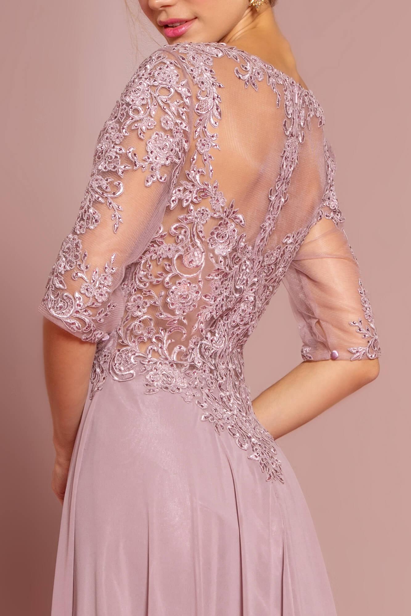 Mauve Chiffon Mother of the Bride Long Dress Formal