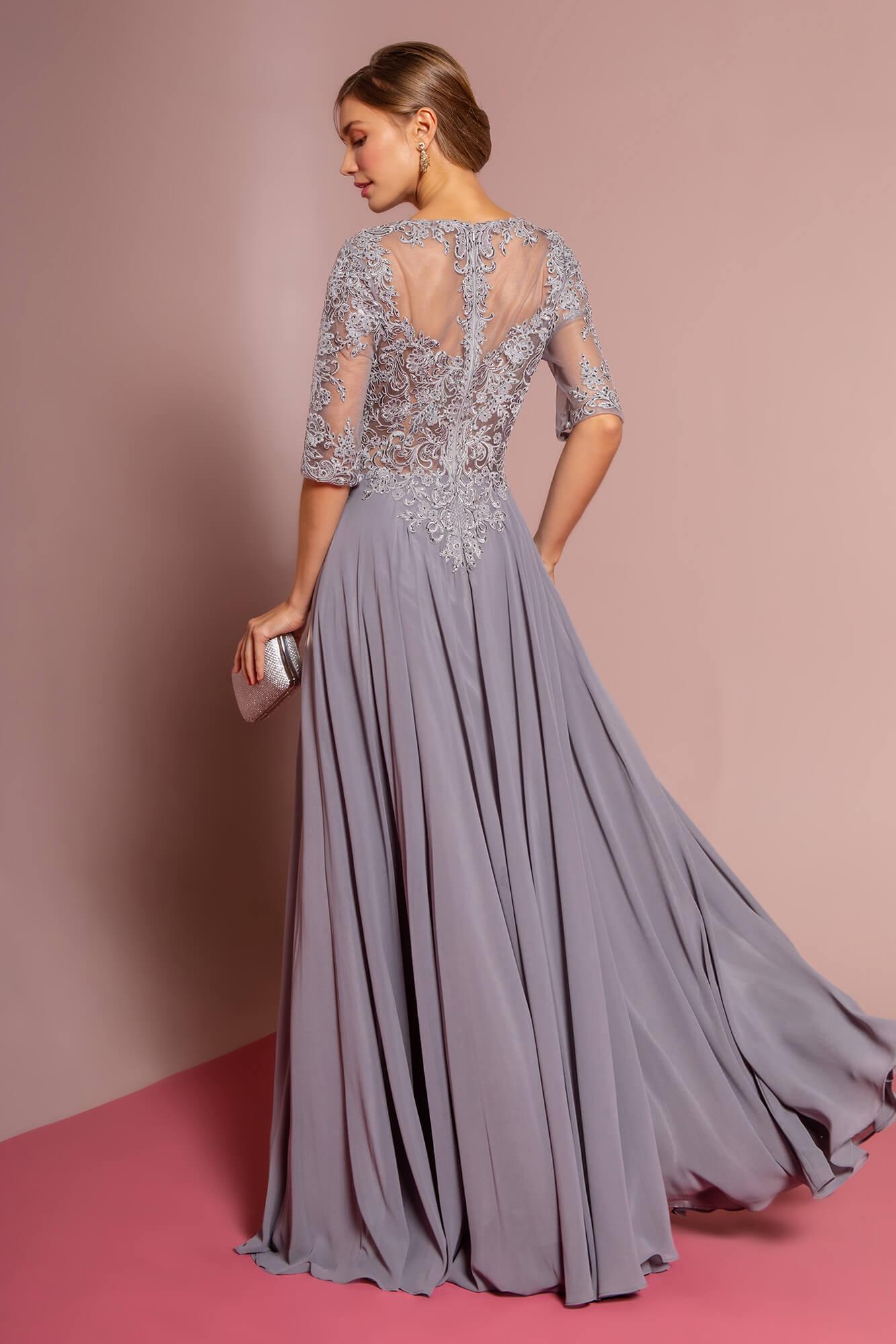 Mauve Chiffon Mother of the Bride Long Dress Formal