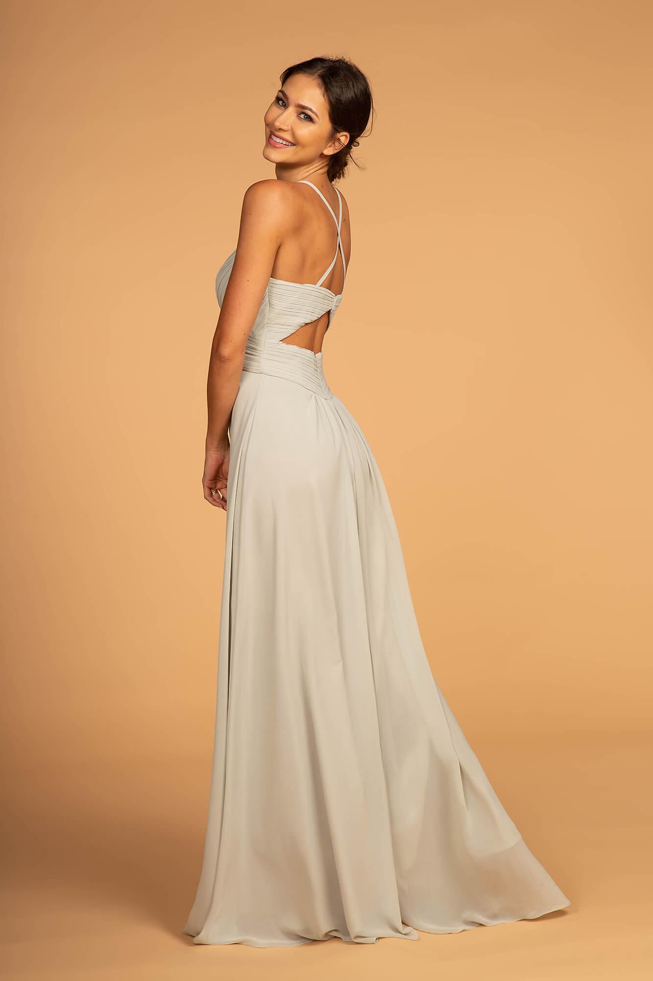 GLS Chiffon Ruched Bodice Long Formal Dress - Sage - 2XL