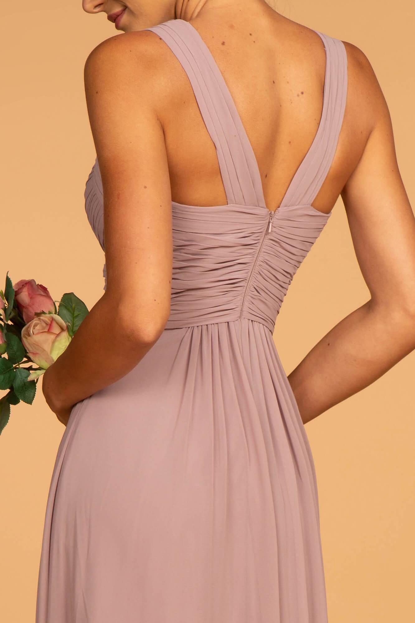 Chiffon Ruched Bridesmaid Long Formal Dress - The Dress Outlet Elizabeth K