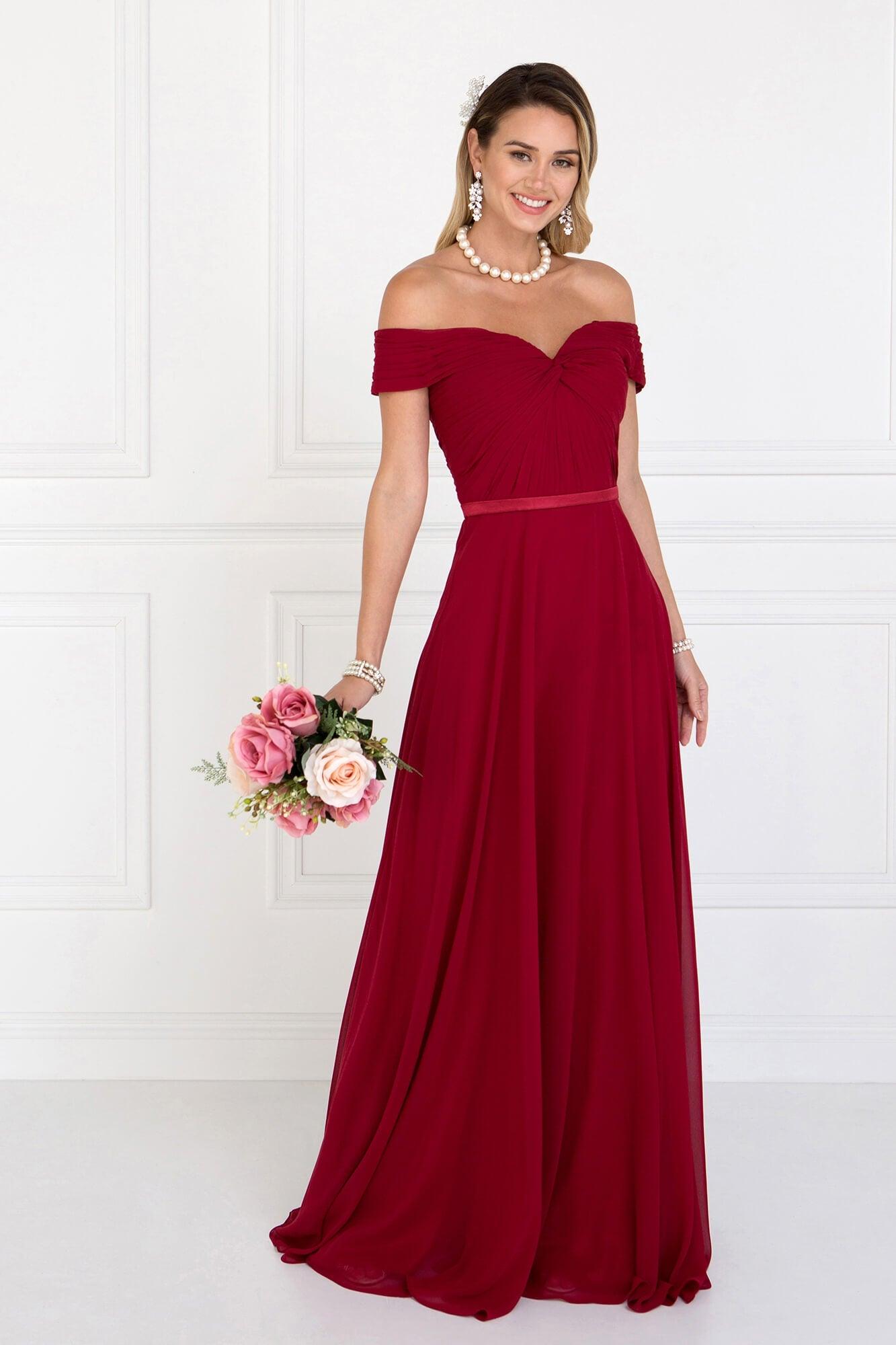 Chiffon Sweetheart Bridesmaid Long Formal Dress - The Dress Outlet Elizabeth K