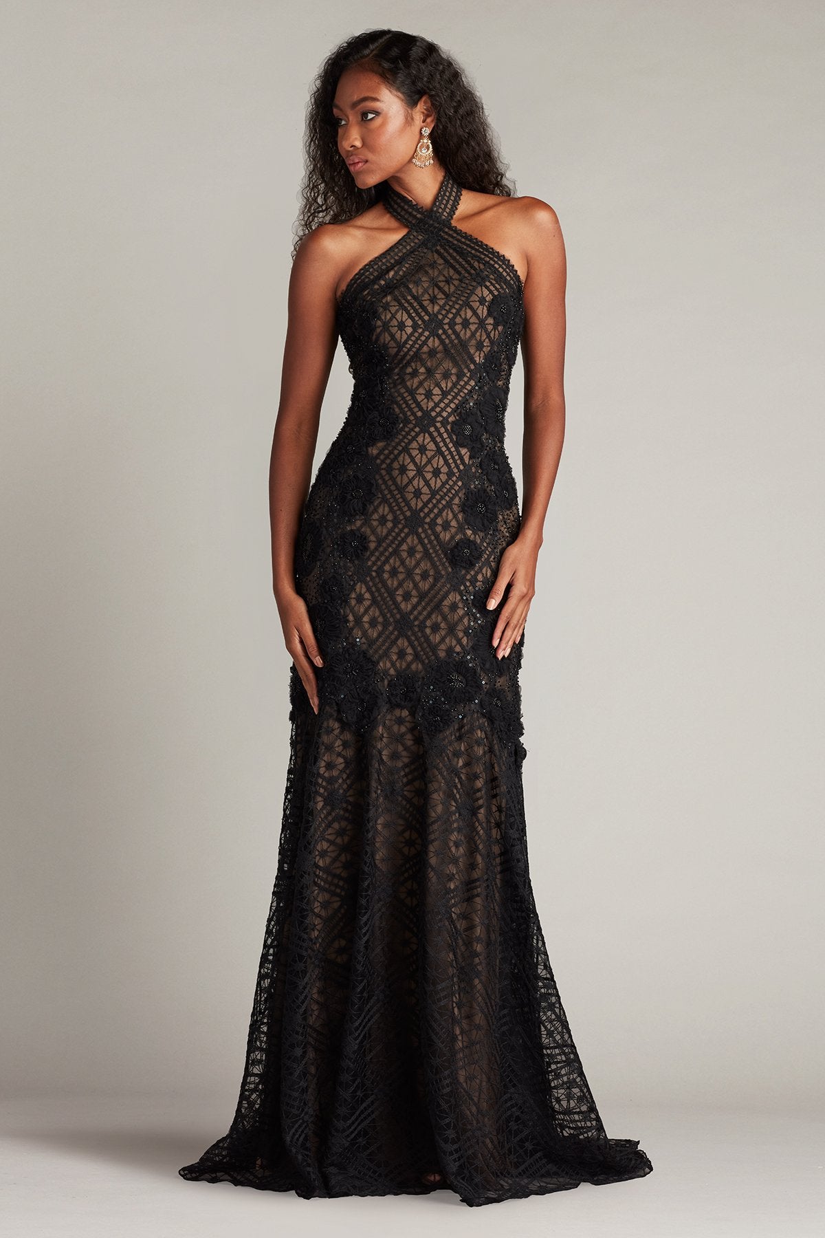 Prom Dresses Fitted Long Formal Prom Evening Dress Black Nude