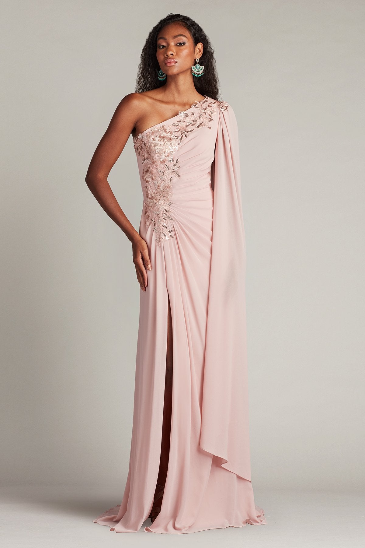 Tadashi Shoji CHS25368L Long Formal Slit Prom Dress The Dress Outlet Tadashi Shoji CHS25368L Long Formal Slit Prom Dress The Dress Outlet