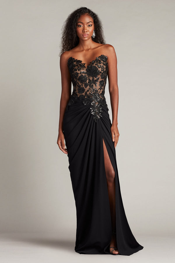 Tadashi Shoji CHS25369L Long Slit Formal Sequin Prom Dress