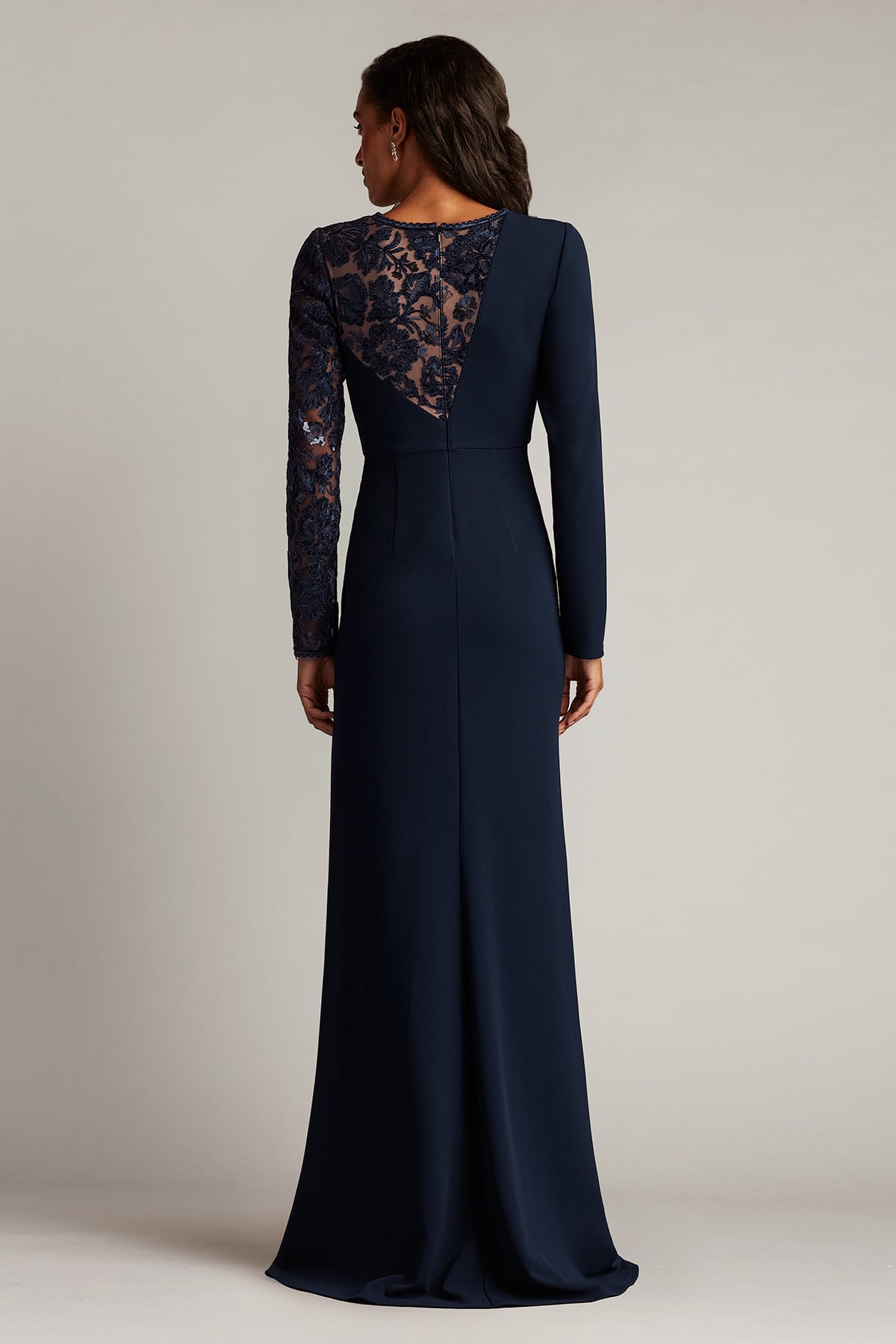 Mother of the Bride Dresses Formal Long Sleeve Lace Mother of the Bride Dress Tadashi Shoji CHT25390L Navy/Nude