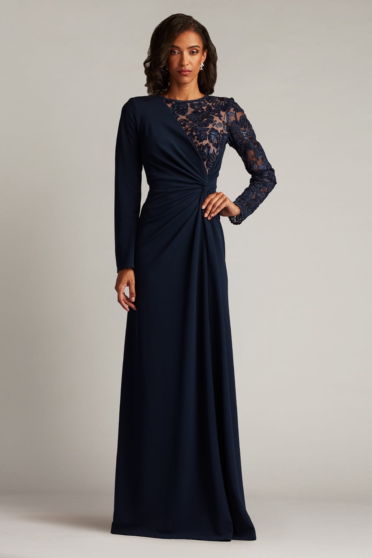 Tadashi Shoji Women's Lace & Sequin Long Sleeve Gown - Blue - Gowns Tadashi Shoji Women's Lace & Sequin Long Sleeve Gown - Blue - Gowns