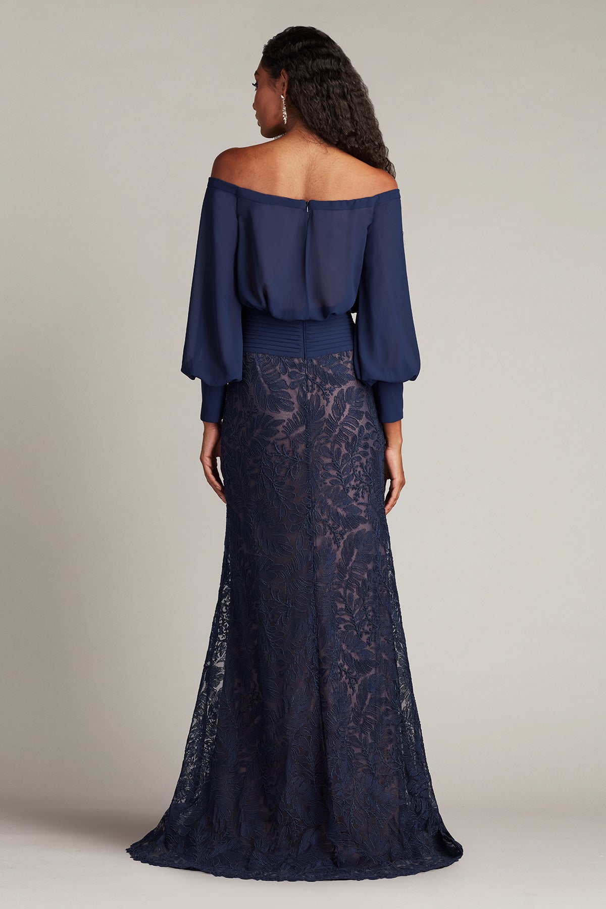 Tadashi Shoji CHU25415L Long Blouson Pleated Formal Evening Dress