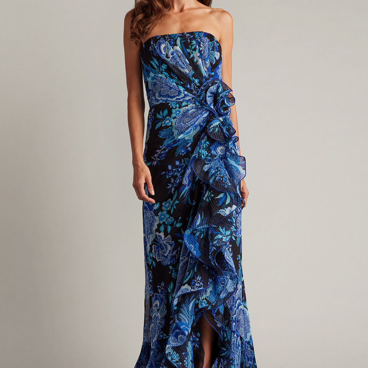 Tadashi Shoji Morwenna Floral Print Gown - Black