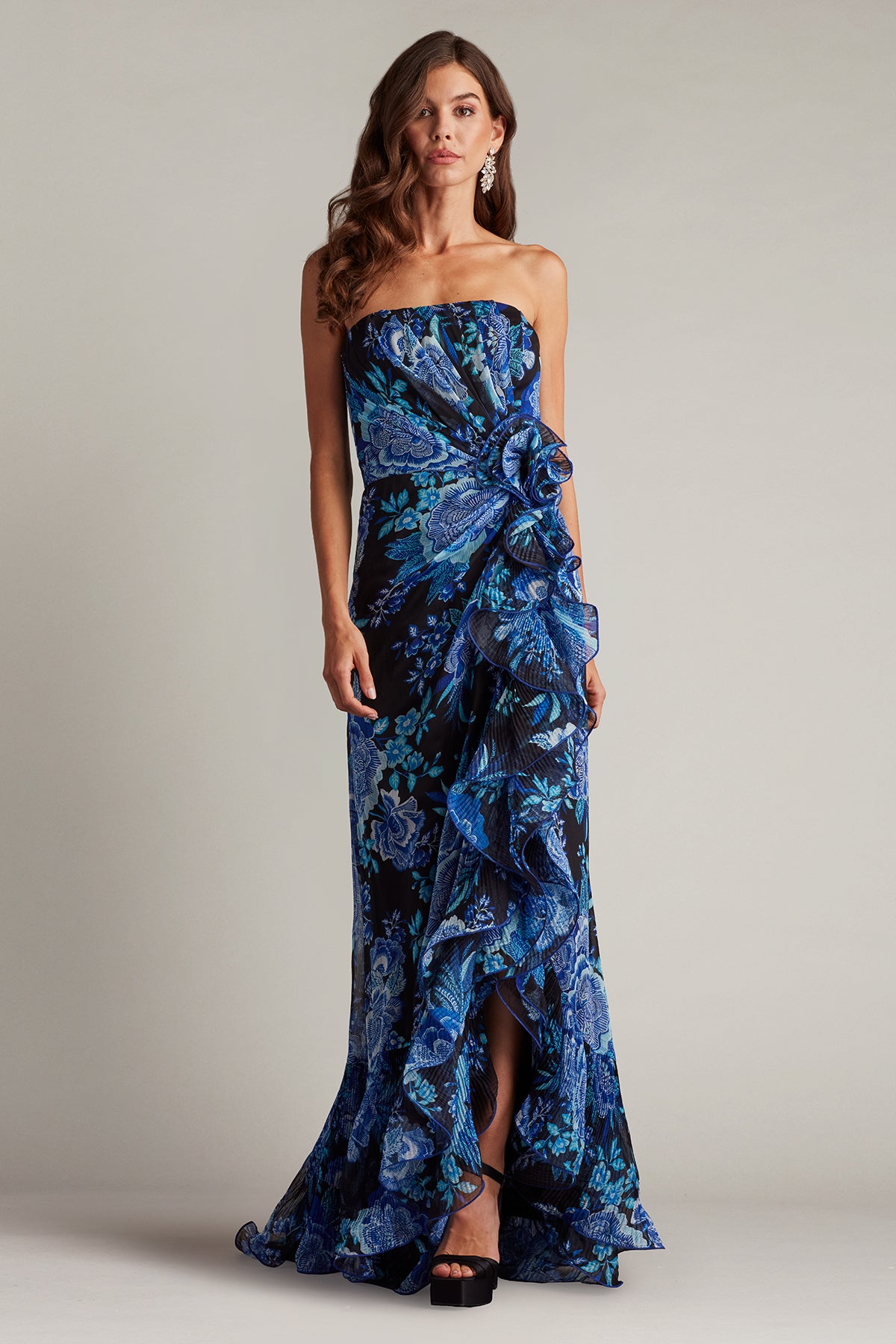 Tadashi Shoji Morwenna Floral Print Gown - Black Tadashi Shoji Morwenna Floral Print Gown - Black