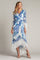 Formal Dresses Midi Length Fringe Formal Dress White Blue Floral
