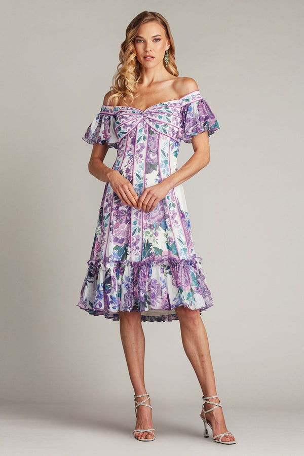 Tadashi Shoji CHZ25465M Short Printed Floral Cocktail Dress