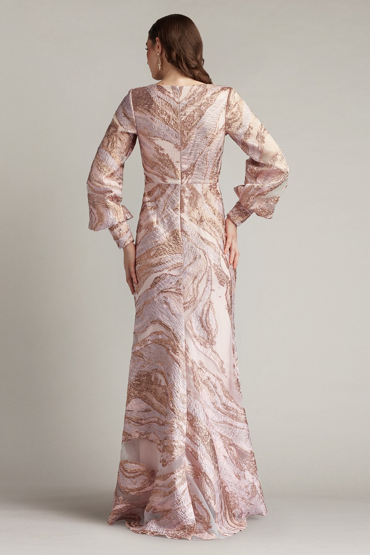 Tadashi Shoji CIH25489L 3D Long Slit Formal Evening Dress
