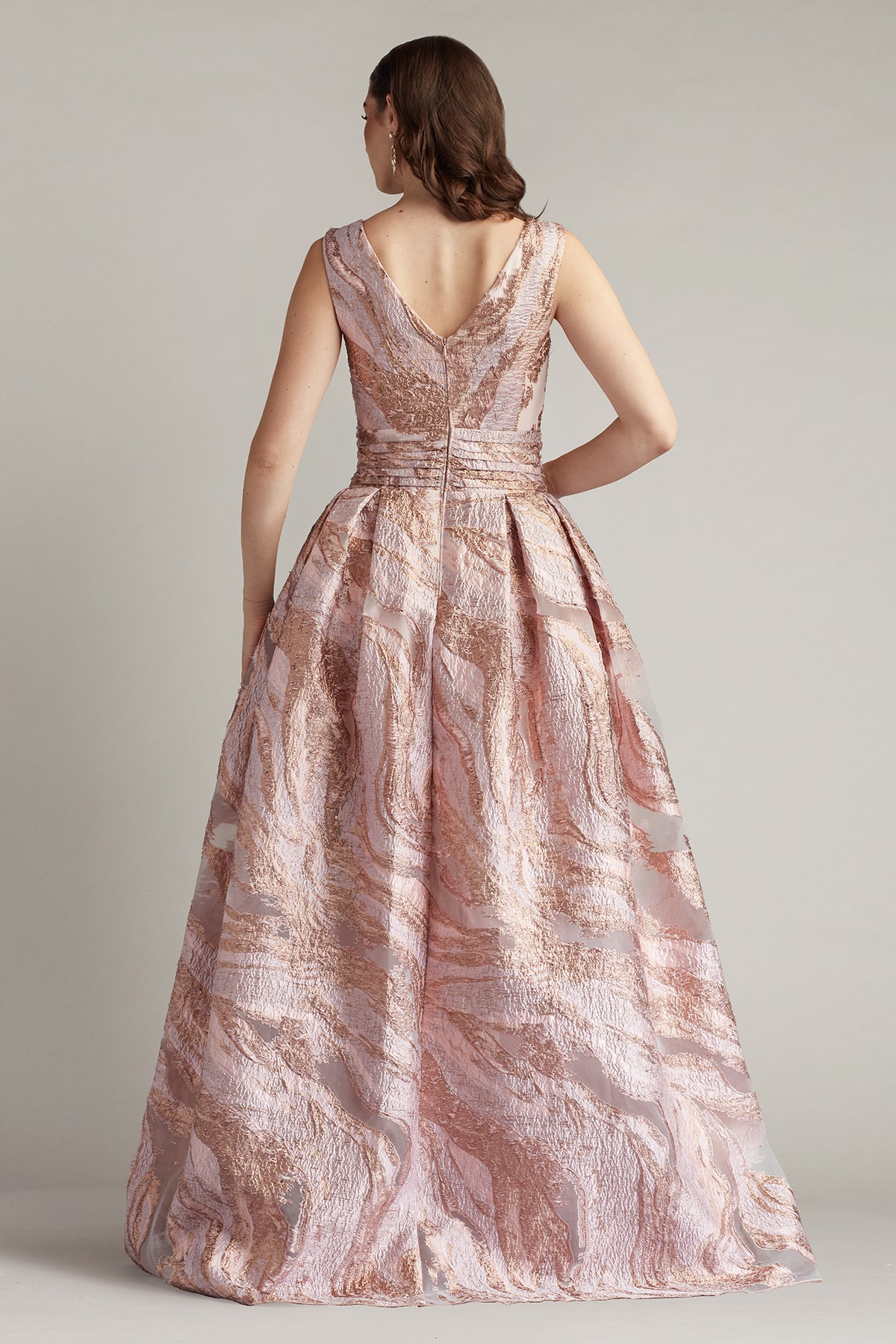 Tadashi Shoji CHU25415L Ball Gown Long Metallic Formal Evening Dress