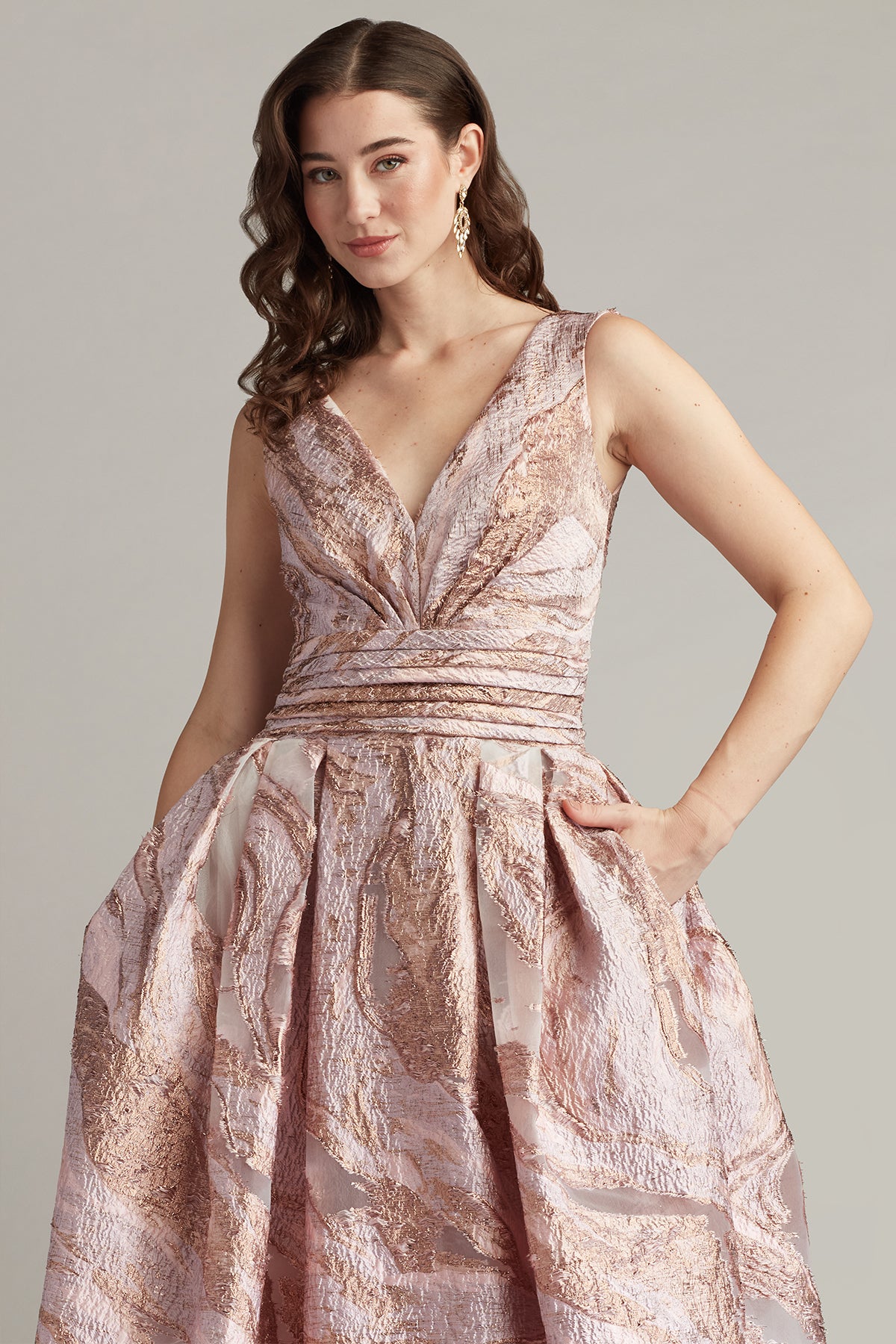 Tadashi Shoji CHU25415L Ball Gown Long Metallic Formal Evening Dress