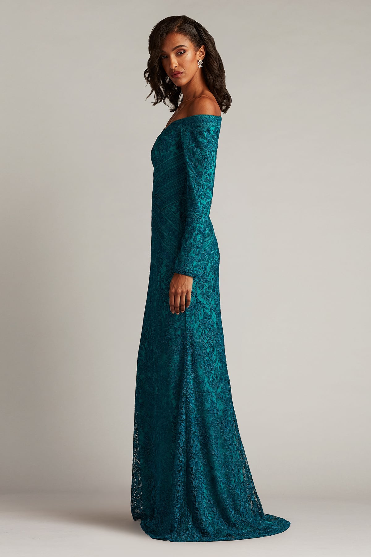 Tadashi Shoji CIK25367L Long Formal Lace Evening Dress – The Dress