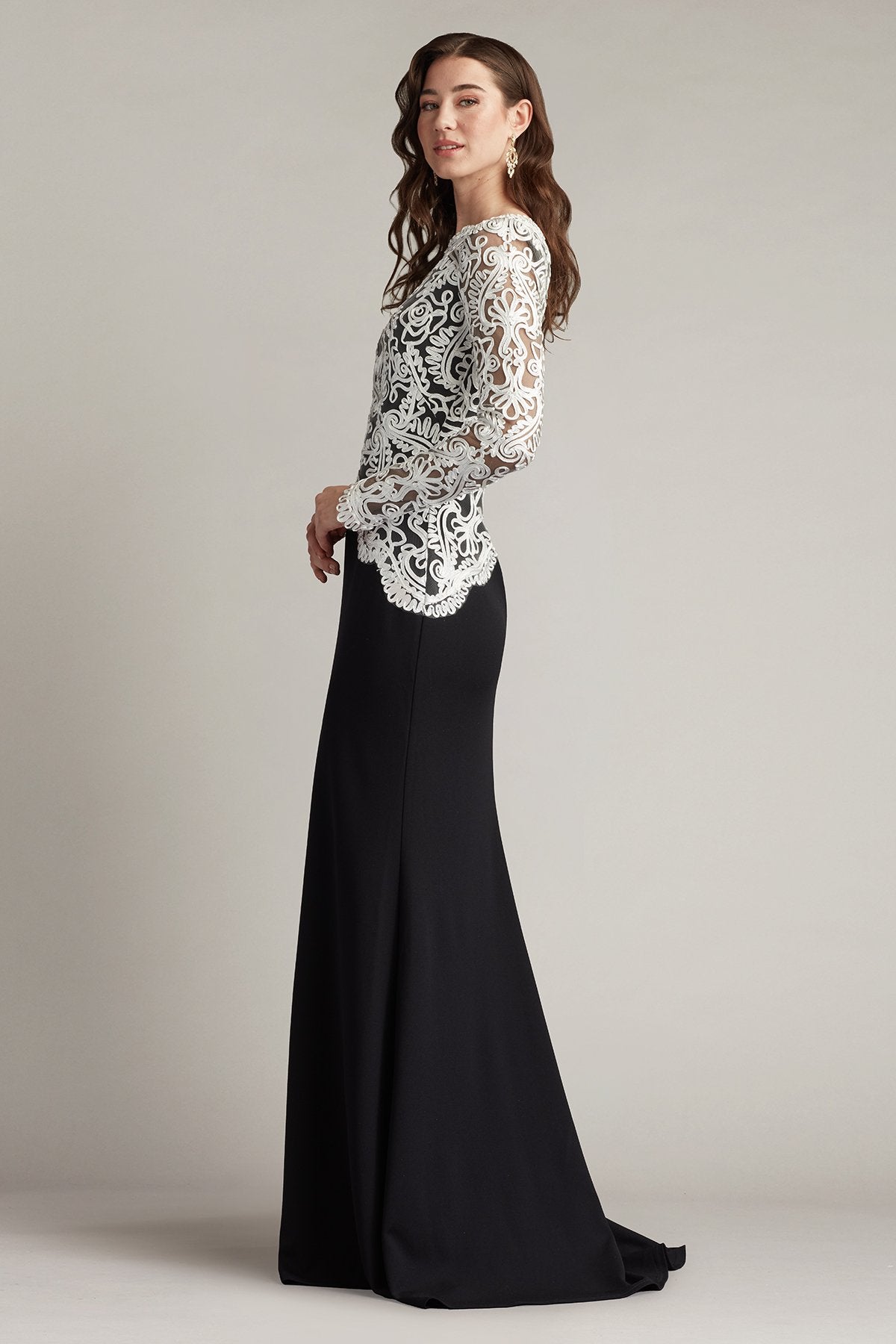 Tadashi Shoji CIM16206LXY Fitted Long Formal A Line Evening Dress