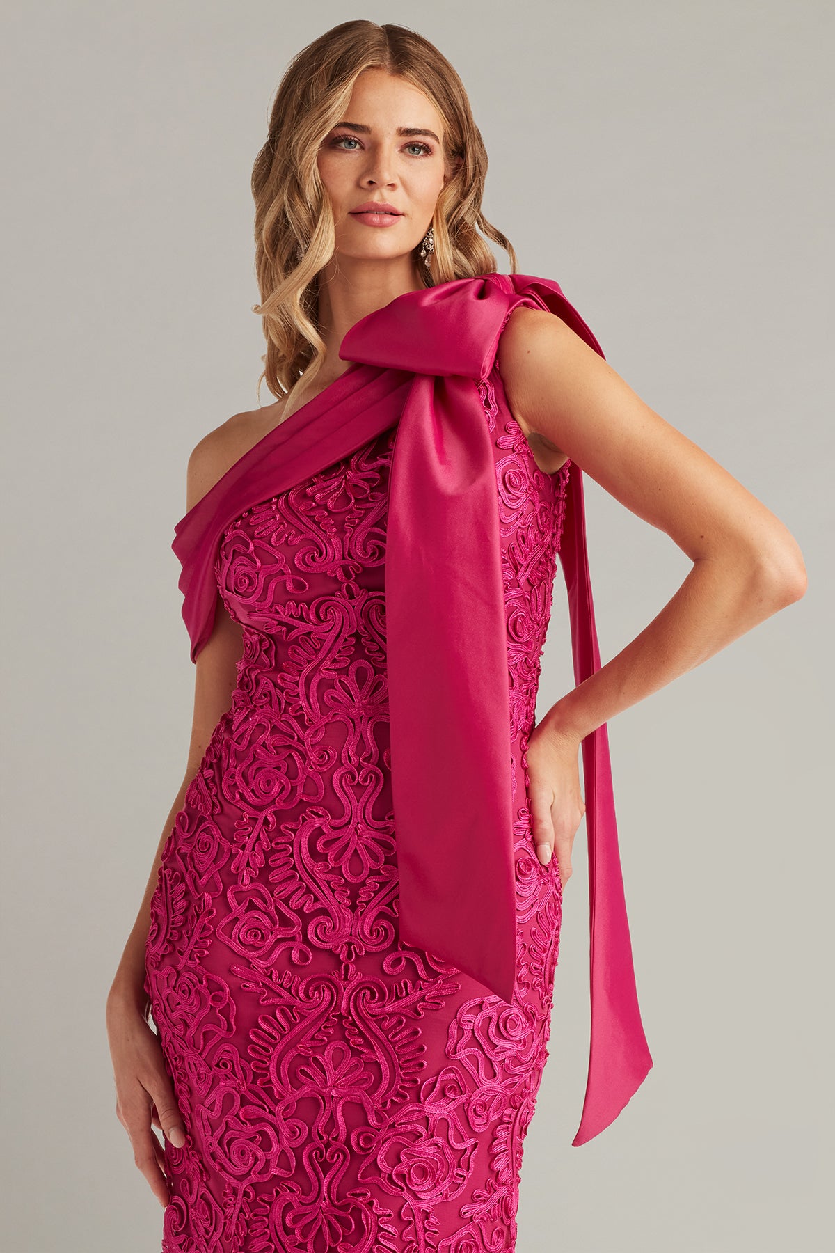 Formal Dresses Long Lace Fitted Formal Dress Tadashi Shoji CIM18371L Hibiscus