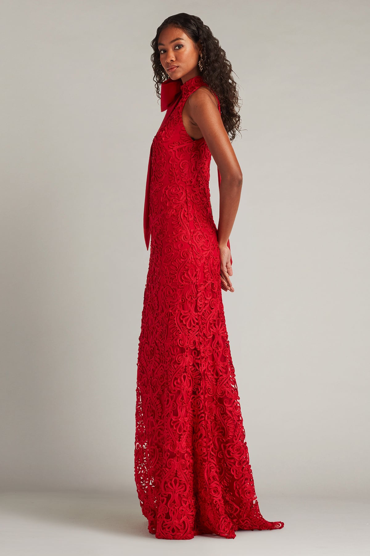 Formal Dresses Long Formal Prom Lace Dress Tadashi Shoji CIM23521L Cherry