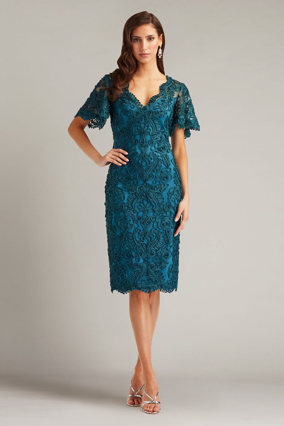 Cocktail Dresses Short Lace Fitted Cocktail Dress Cherry Nude