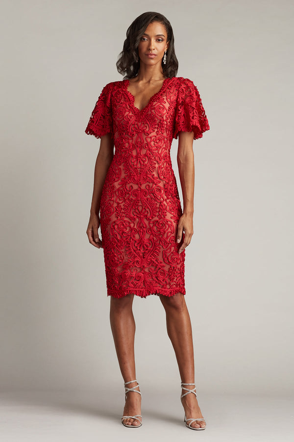 Tadashi Shoji CIM24647M Short Mother of the Bride Lace Cocktail Dress