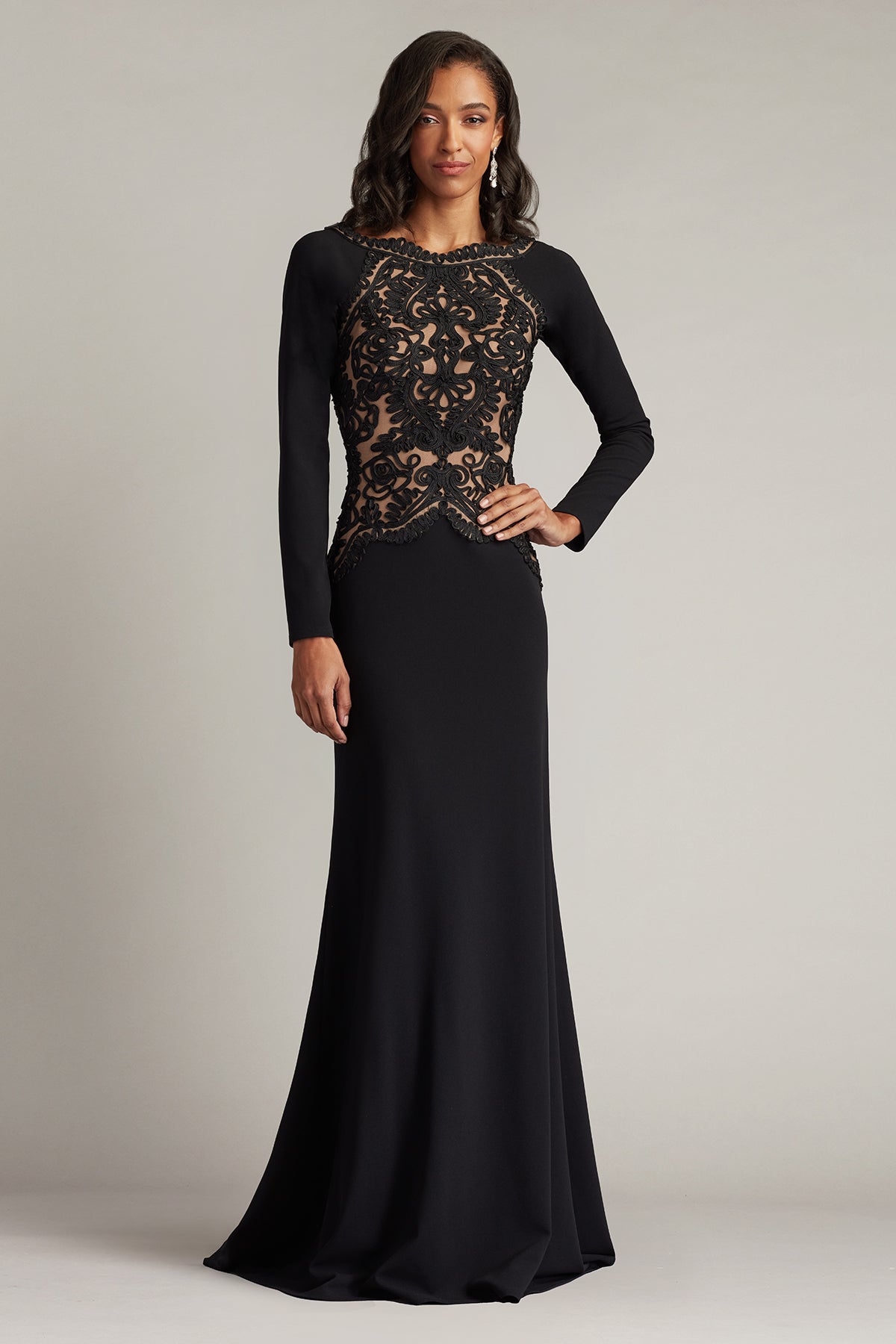 Tadashi Shoji CIM25396L Black/Nude 8 Sale