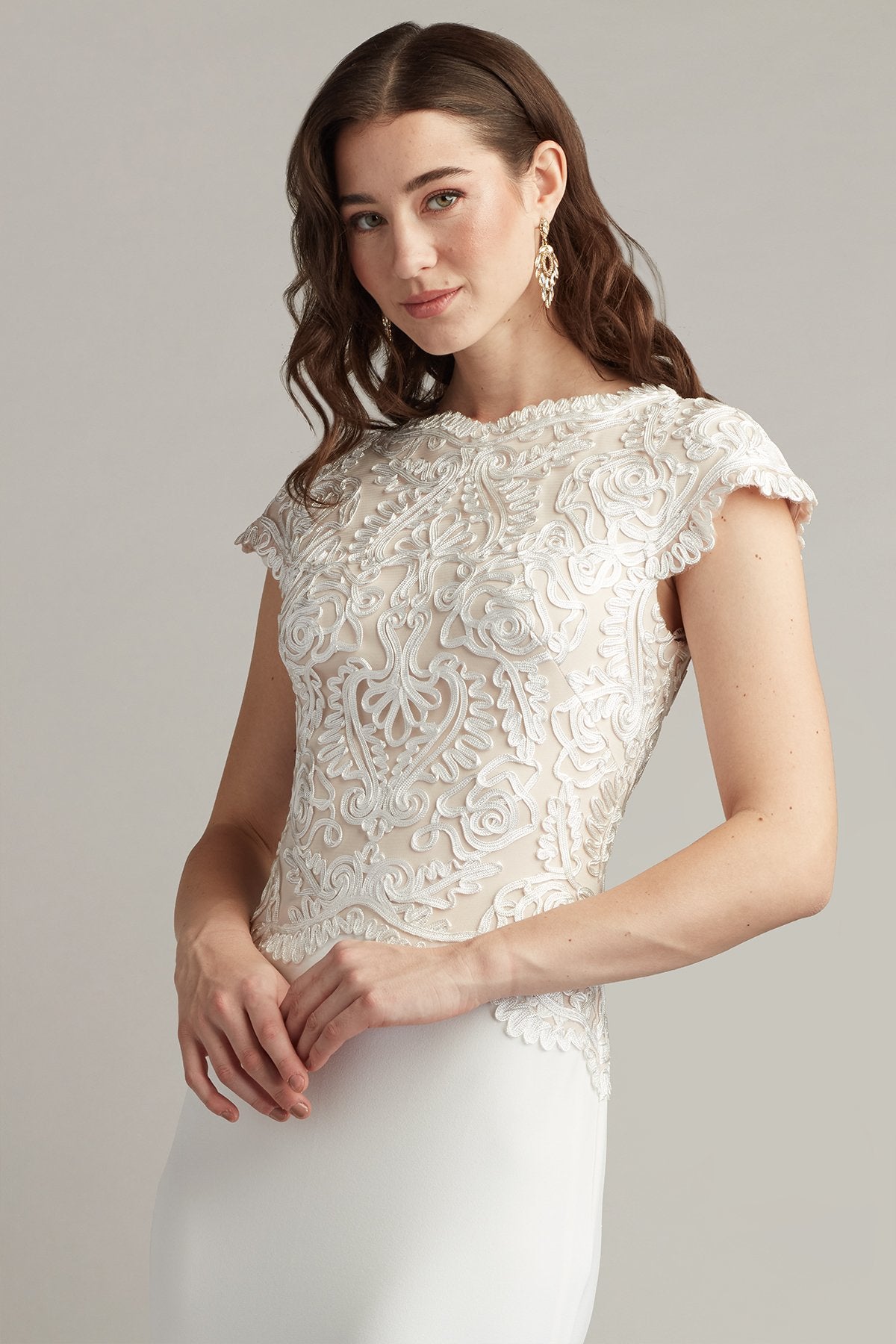 Tadashi Shoji CIM25398L A Line Long Formal Evening Dress
