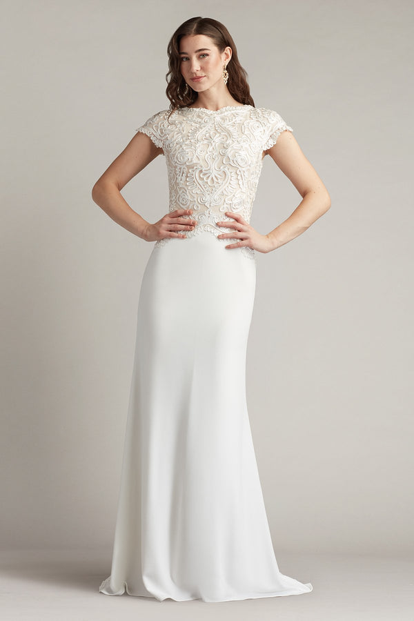 Tadashi Shoji CIM25398L A Line Long Formal Evening Dress