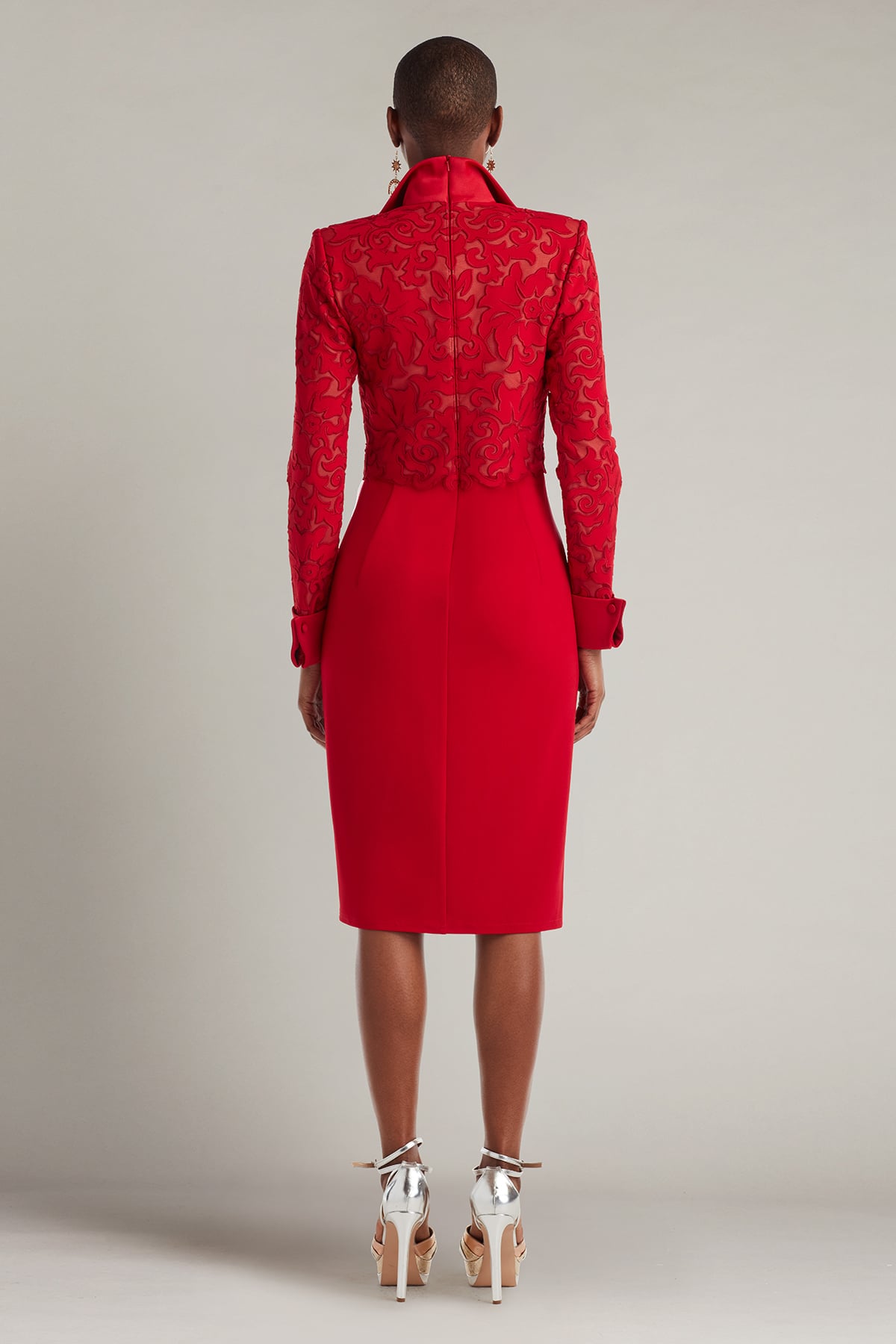Cocktail Dresses Long Sleeve Short Evening Cocktail Dress Cherry/Nude
