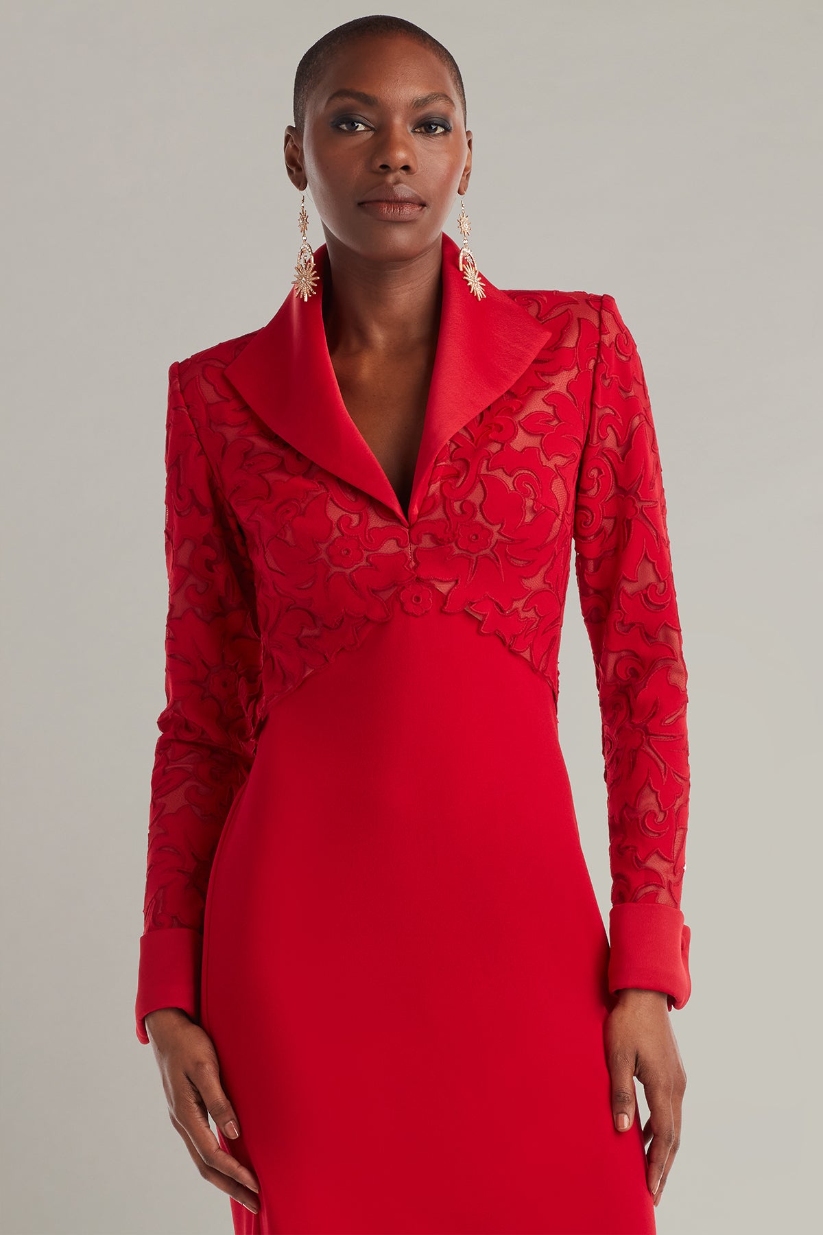 Cocktail Dresses Long Sleeve Short Evening Cocktail Dress Cherry/Nude