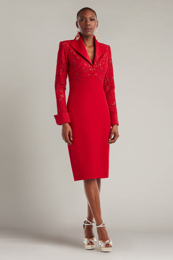 Tadashi Shoji Women's Rovet Collar Dress - Red