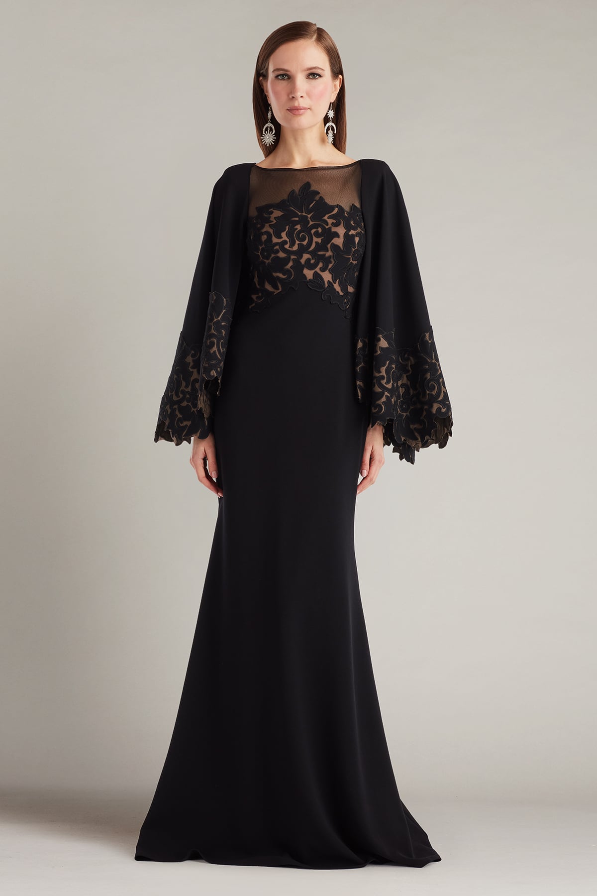 Mother of the Bride Dresses Long Sleeve Formal Mermaid Mother of the Bride Dress Tadashi Shoji CIN25506L Black/Nude
