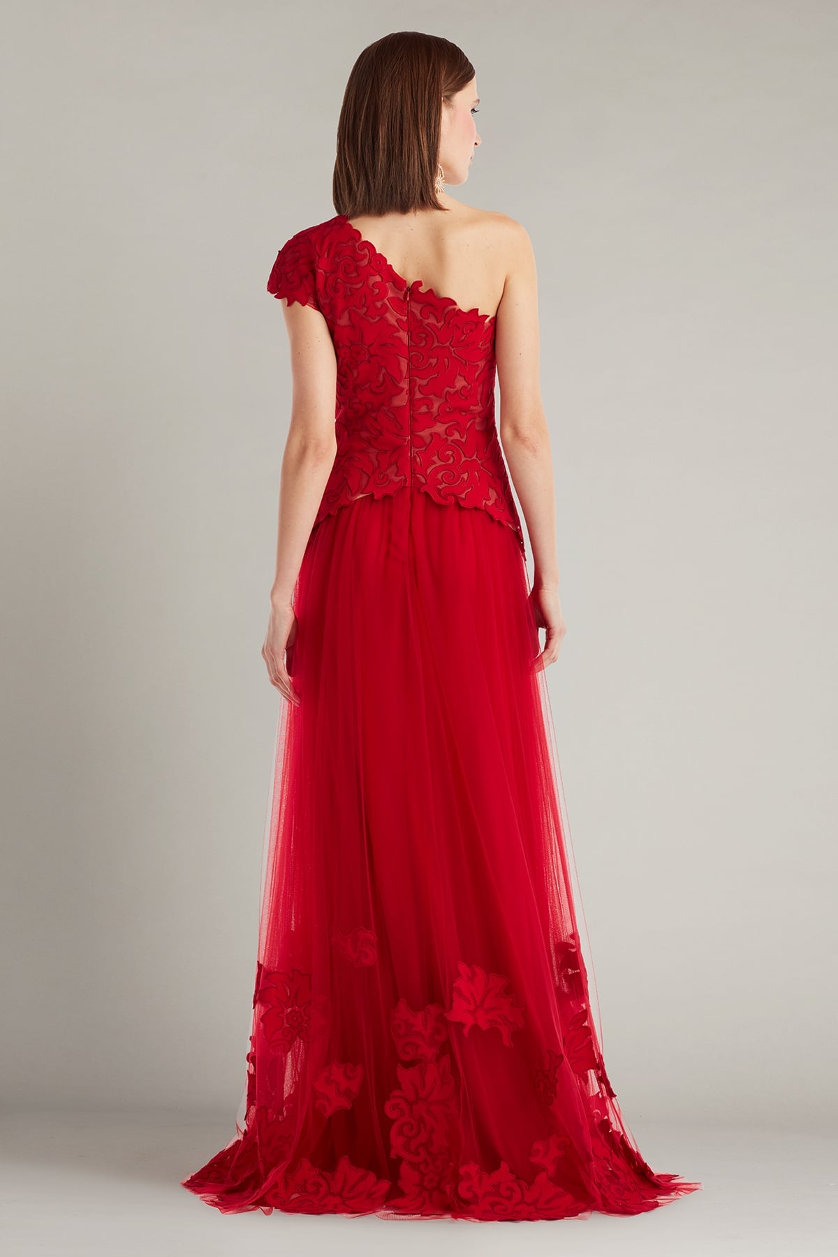 Formal Dresses Lace Applique Formal Dress Cherry/Nude