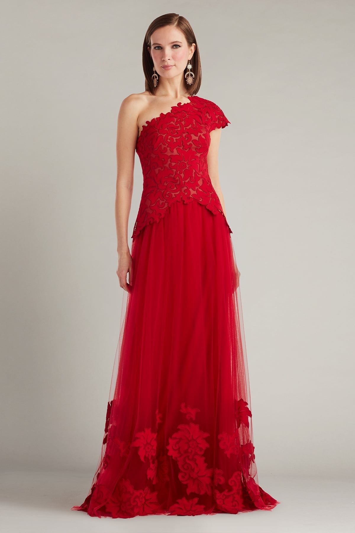 Formal Dresses Lace Applique Formal Dress Cherry/Nude