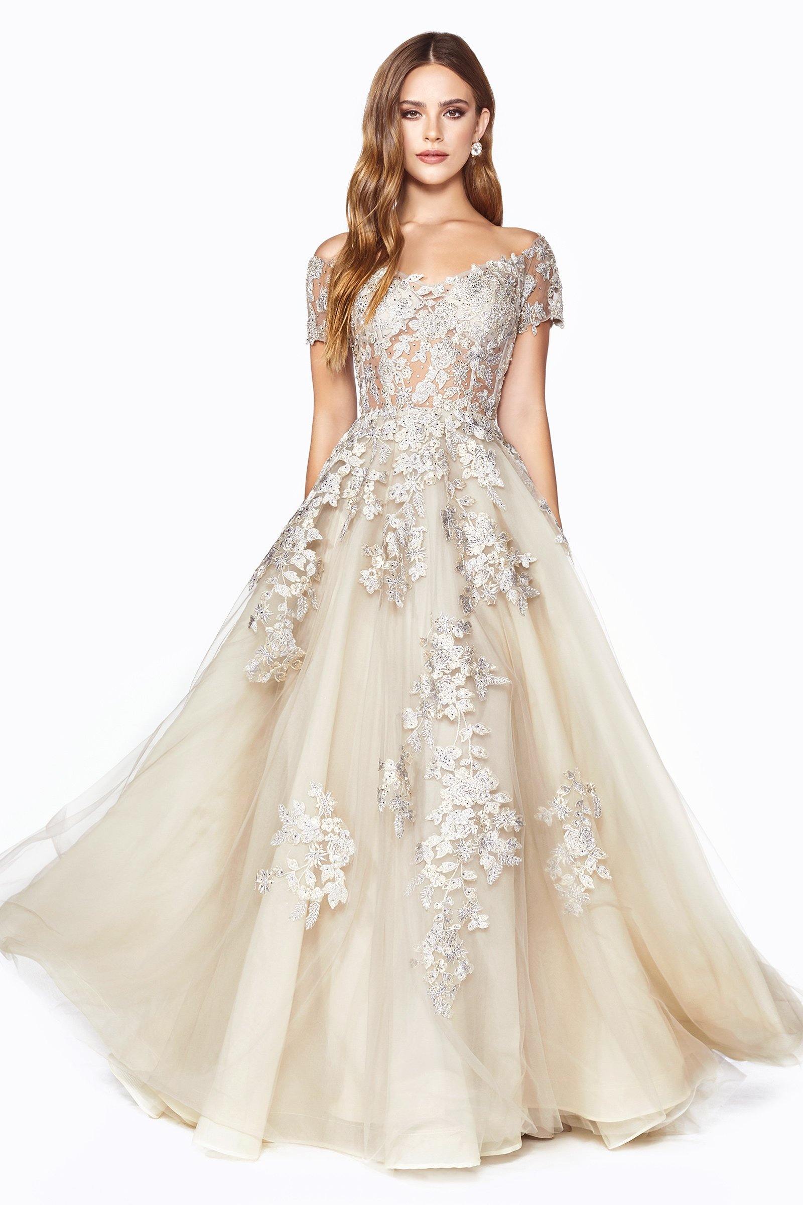 Long Formal Off Shoulder Evening Prom Dress - The Dress Outlet Cinderella Divine