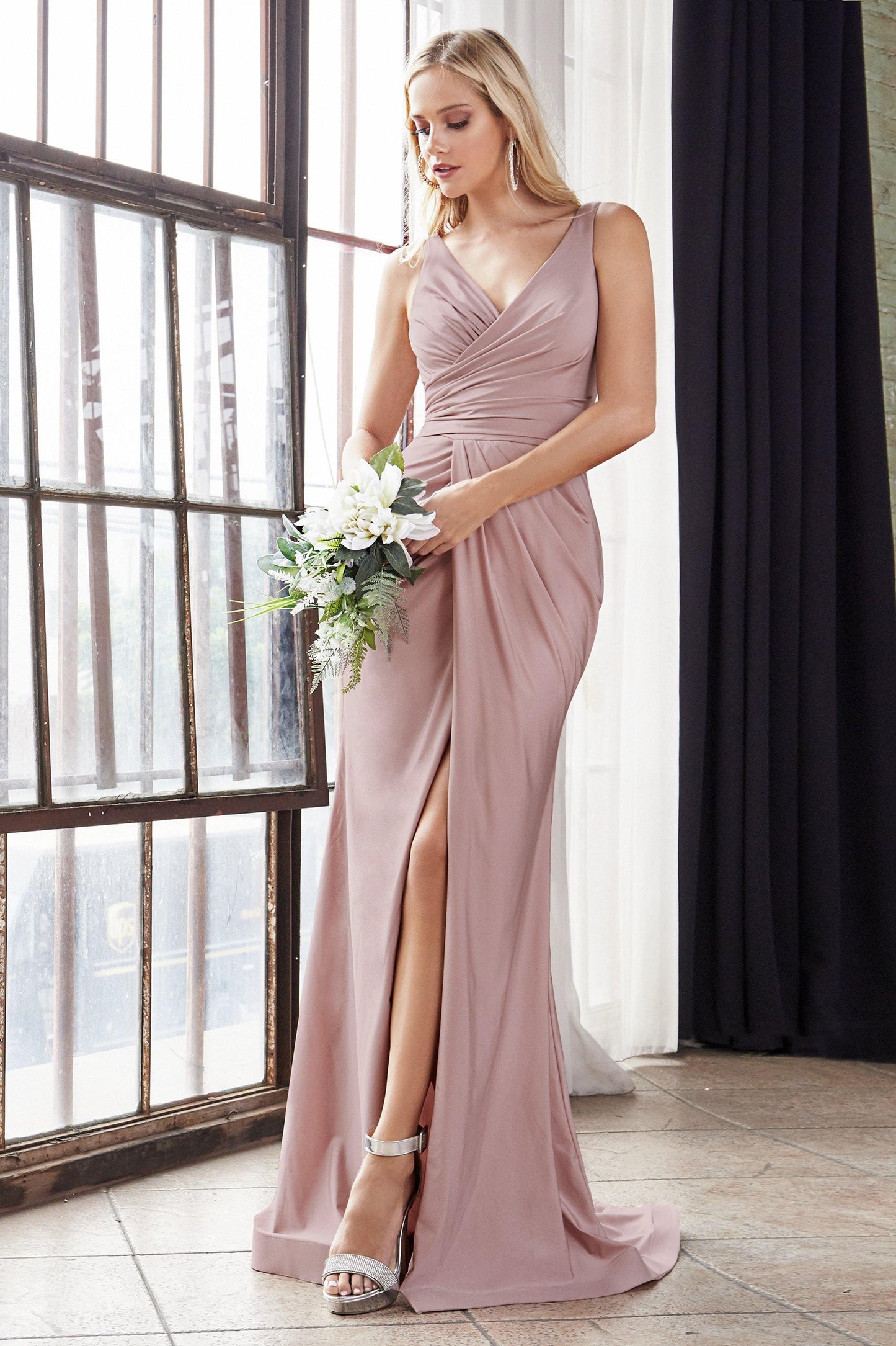 Long Bridesmaids Fitted Stretch Prom Dress Formal - The Dress Outlet Cinderella Divine