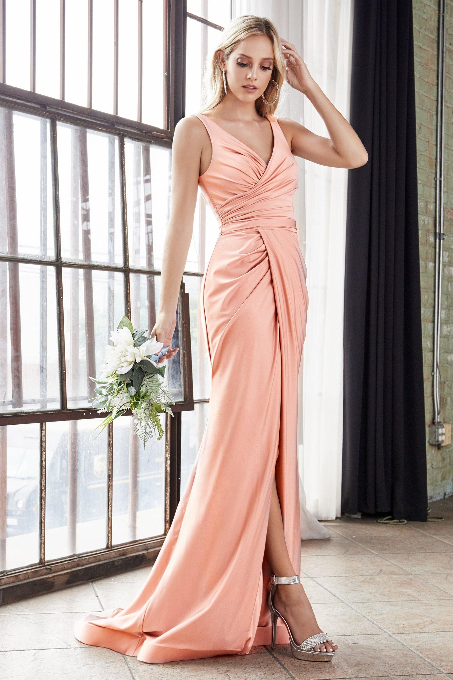Long Bridesmaids Fitted Stretch Prom Dress Formal - The Dress Outlet Cinderella Divine