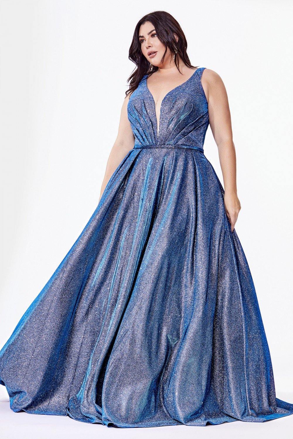 Prom Long Formal Sleeveless Glitter Ball Gown - The Dress Outlet Cinderella Divine