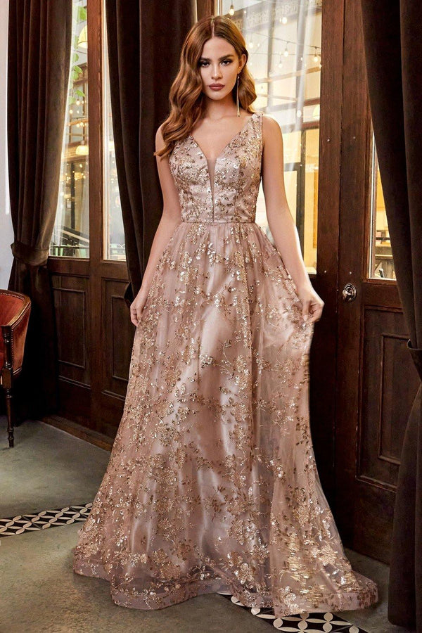Prom Long Dress Evening Gown Gold Mocha