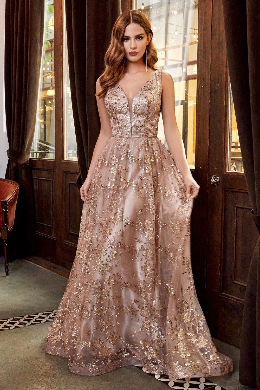 Prom Long Dress Evening Gown Gold Mocha