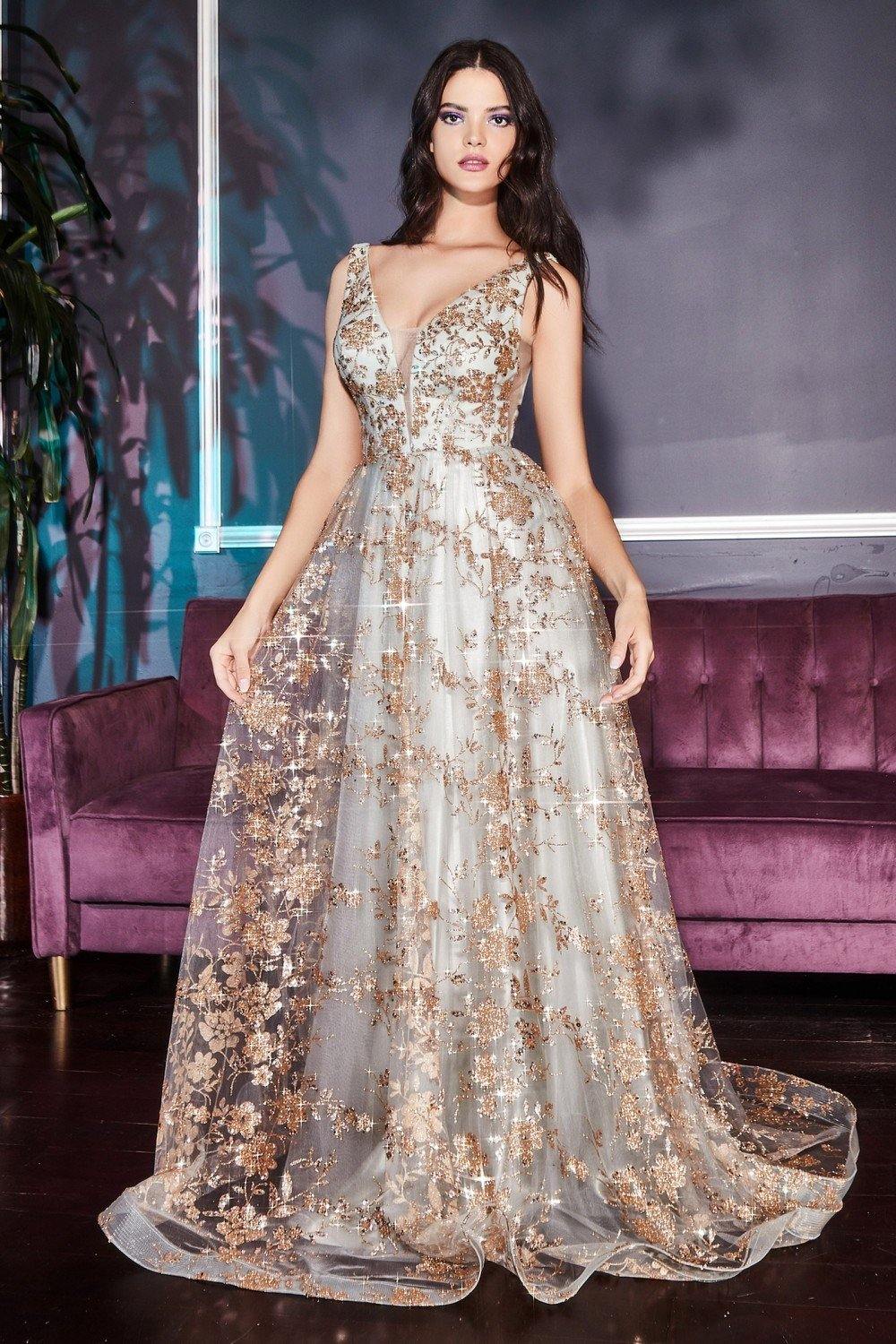 Prom Long Dress Evening Gown Gold Sage
