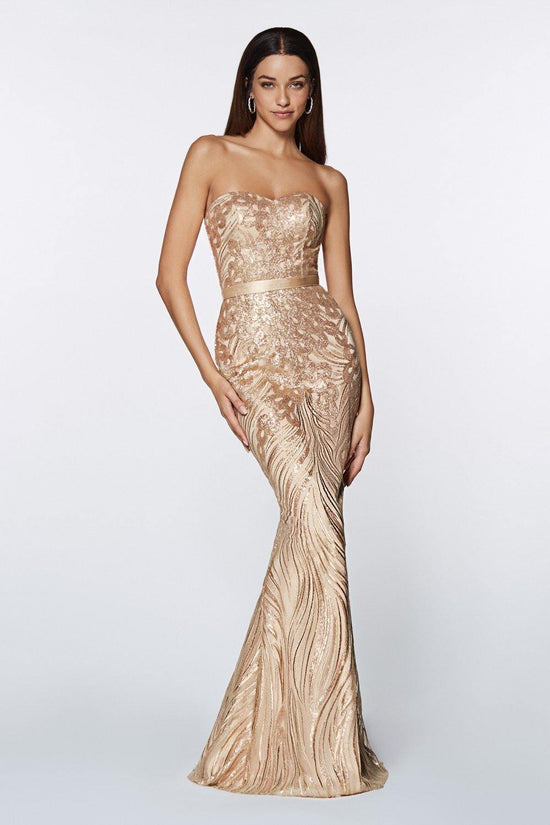 Champagne Gold Cinderella Divine CD0112 Sexy Formal Long Prom Dress for ...