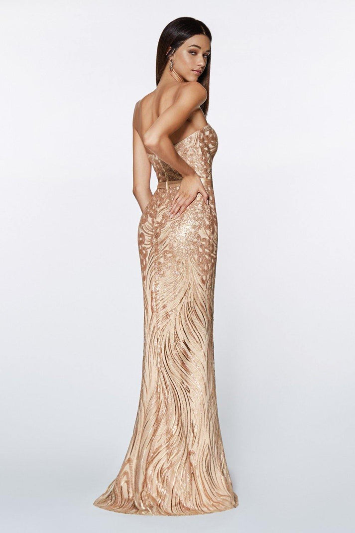 Champagne Gold Cinderella Divine CD0112 Sexy Formal Long Prom Dress for ...