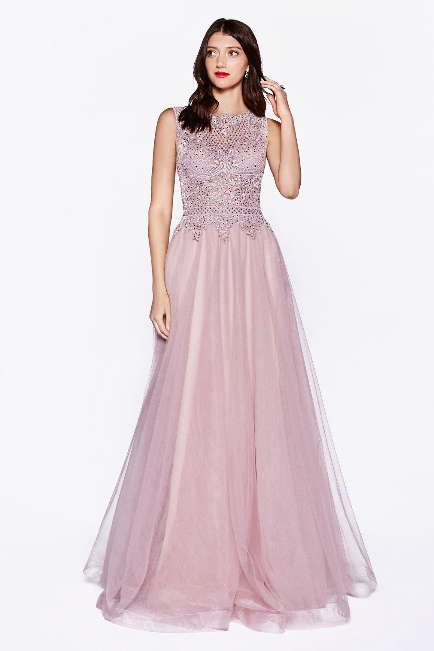 Long Prom Formal Evening Lace Dress - The Dress Outlet Cinderella Divine