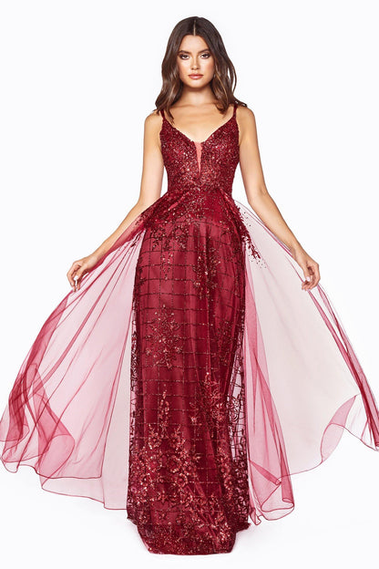 Long Formal Glitter Prom Evening Fitted Dress - The Dress Outlet Cinderella Divine