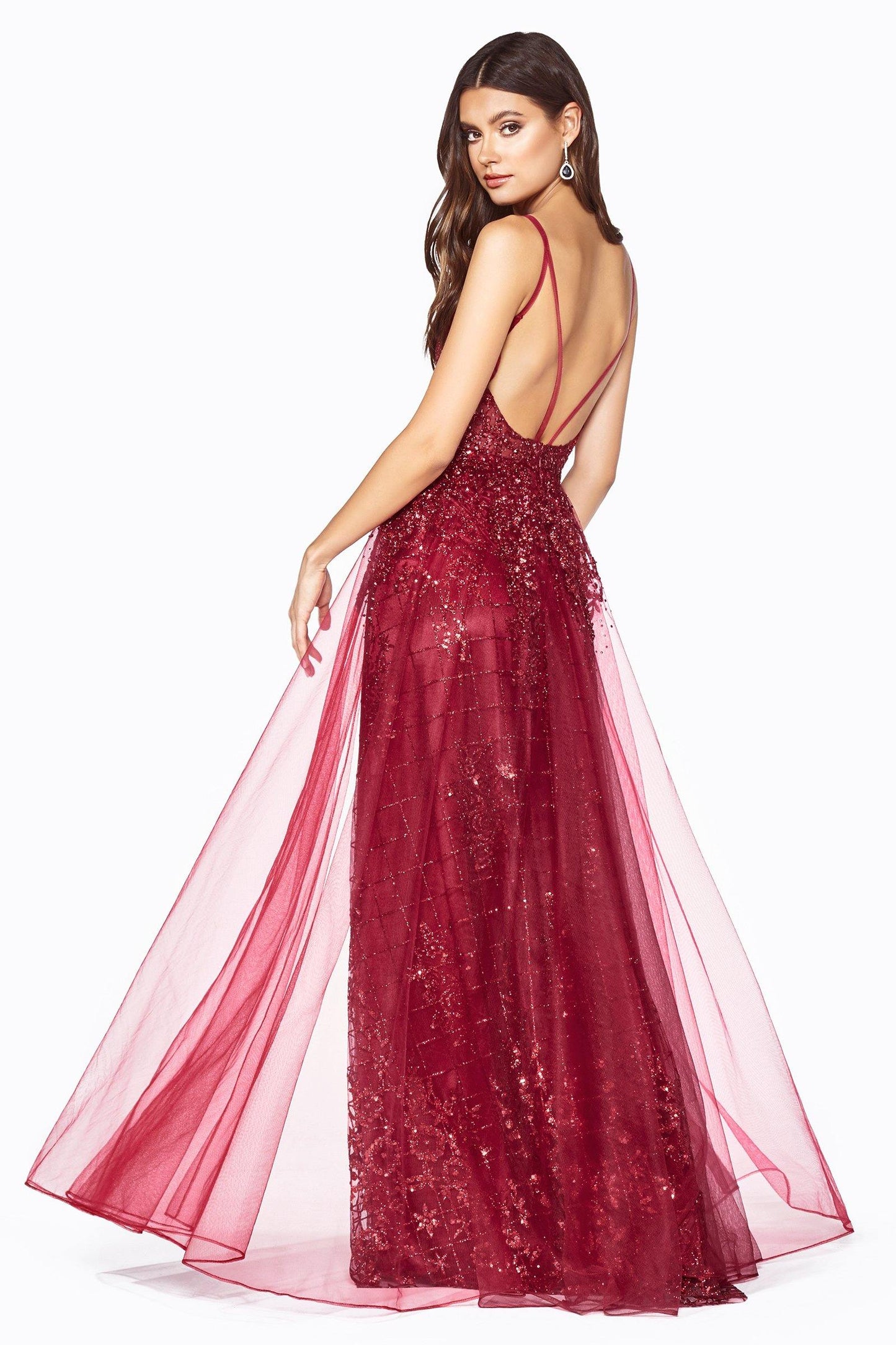 Long Formal Glitter Prom Evening Fitted Dress - The Dress Outlet
