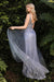 Long Sleeveless Glitter Prom Dress Smoky Blue